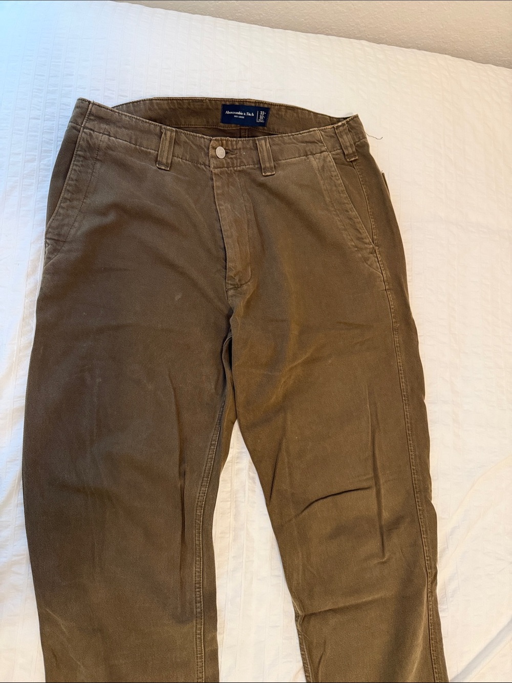Abercrombie & Fitch Men's Olive-Brown Chino Pants